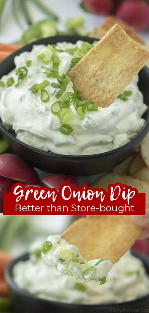 Long pin collage Green Onion Dip Better than Store-Bought