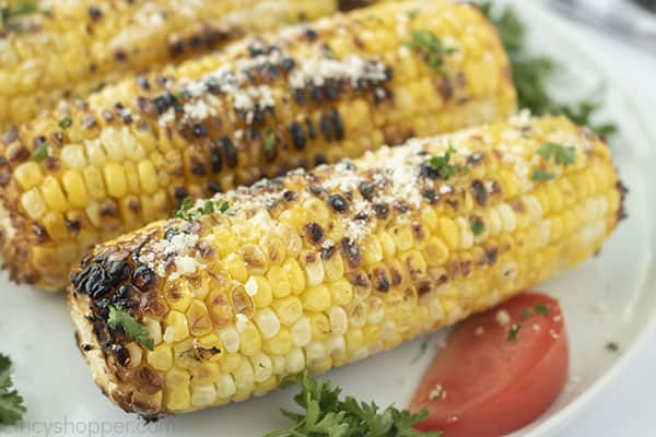 Fresh corn on the cob grilled