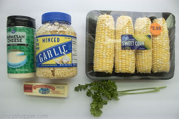 Ingredients to make Parmesan Grilled Corn