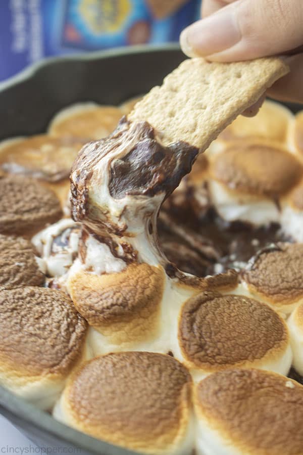 S'mores Dip on a graham cracker