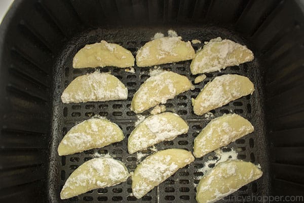 Apple wedges in air fryer basket