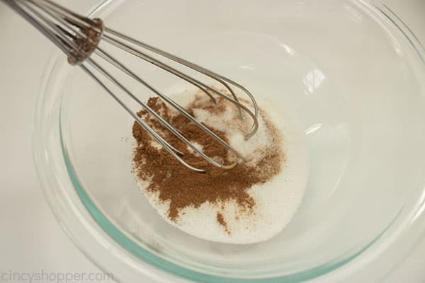 Whisking cinnamon and sugar