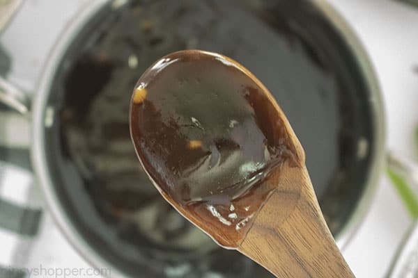Homemade Teriyaki Sauce on a spoon