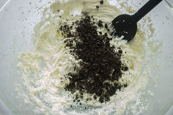 Crushed Oreos added to buttercream