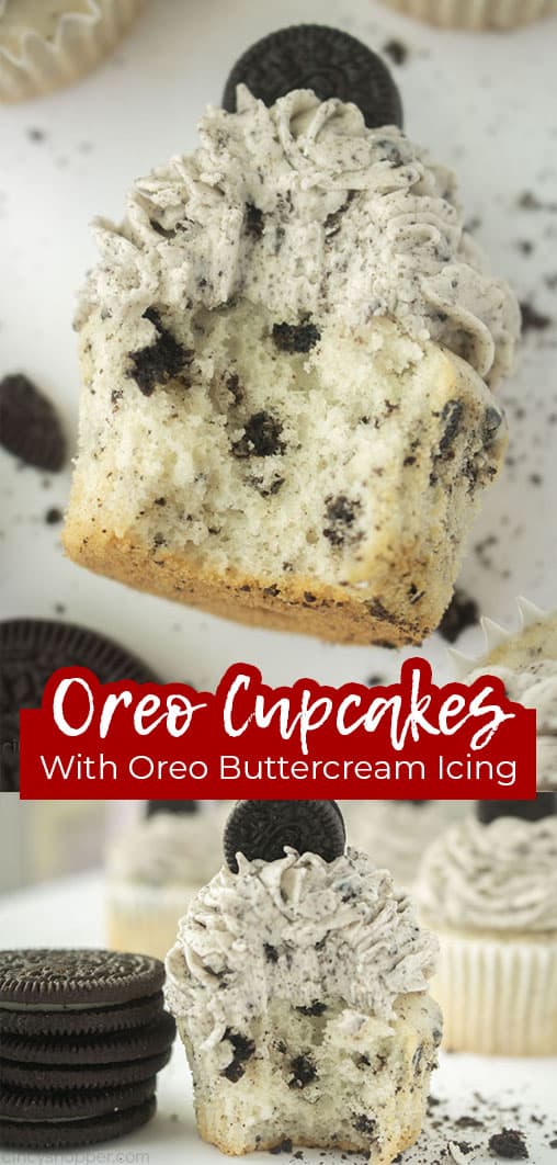 Long pin Oreo Cupcakes with Oreo Buttercream Icing