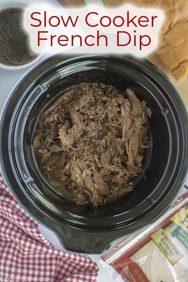 Text on image Slow Cooker French Dip