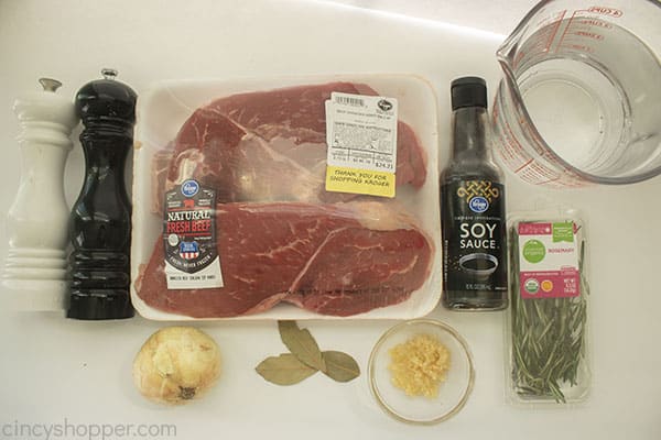 Ingredients for Crockpot French Dip with au jus