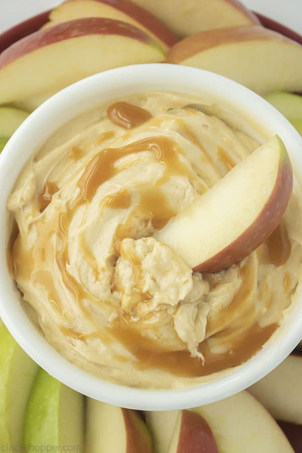 Caramel Apple Dip with apple slice 