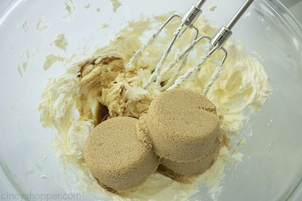 Brown sugar and vanilla added to cream cheese