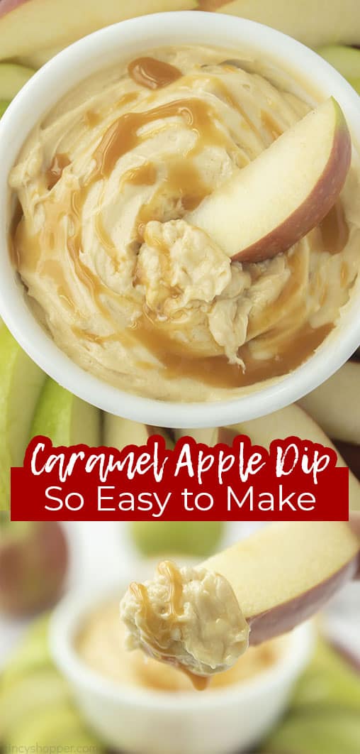 Long pin with text Caramel Apple Dip so Easy to Make