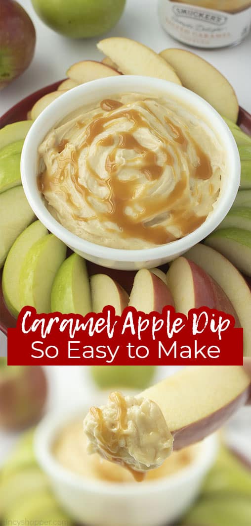 Long pin with text Caramel Apple Dip so Easy to Make