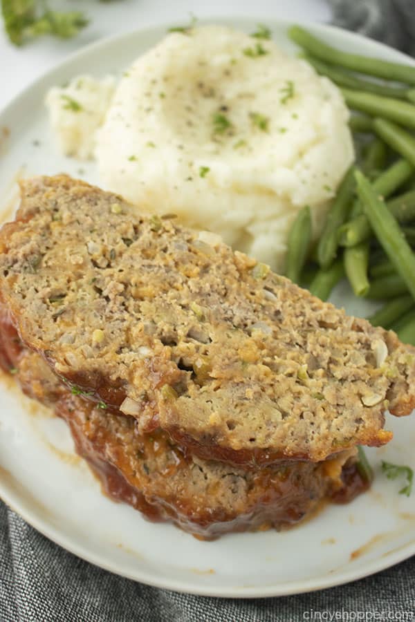 Copycat Cracker Barrel Meatloaf on a plate