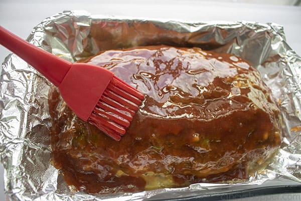 Glaze added to meatloaf