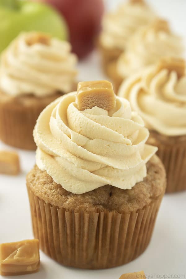 Apple Cupcakes with Caramel Frosting