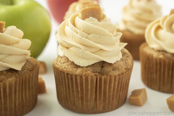 Box Mix Apple Cupcakes with Caramel Frosting