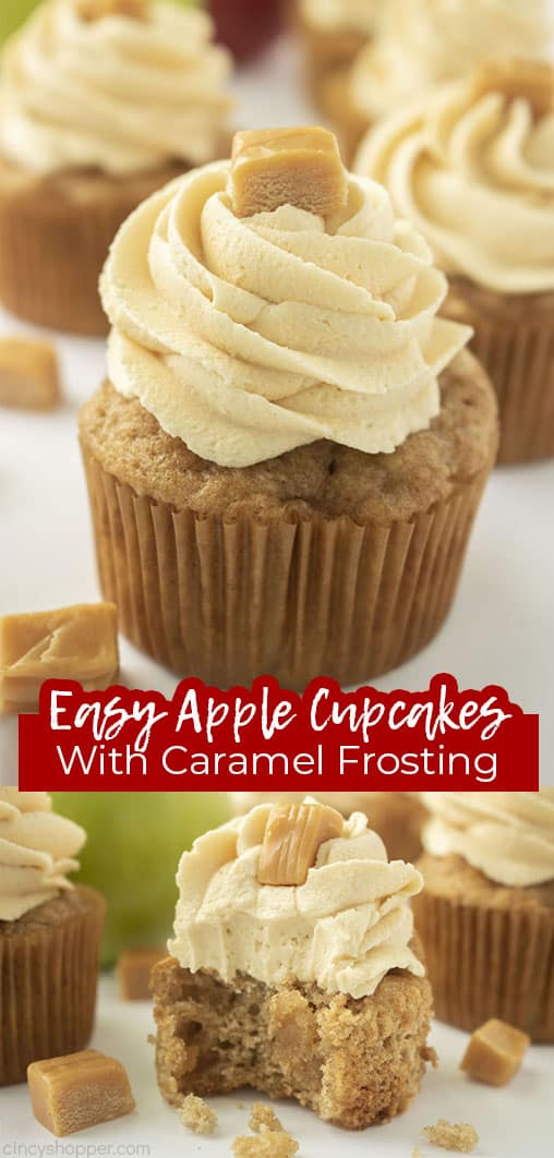 Long Pin Easy Apple Cupcakes with Caramel Frosting
