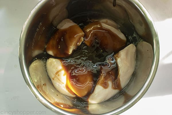 Sauce on top of chicken in Instant Pot