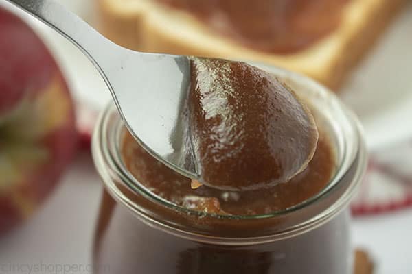 Apple butter on a spoon