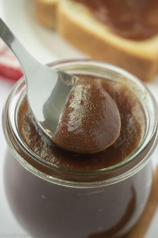 Apple butter on a spoon