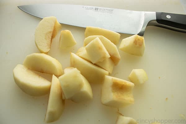 Peeled and diced apples