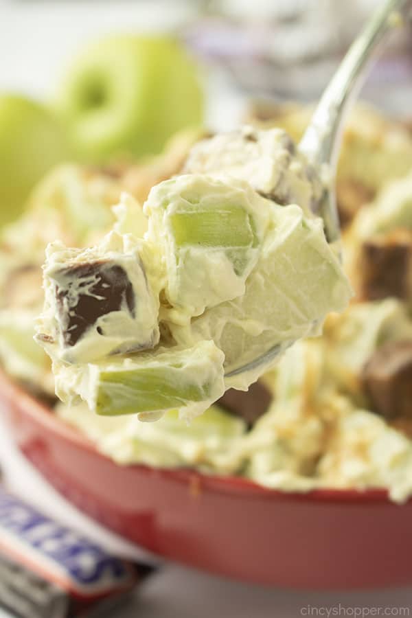 Snickers Apple Salad on a spoon