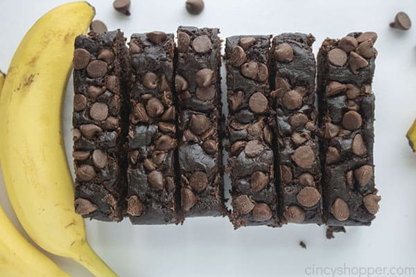 Slices of banana bread with chocolate chips