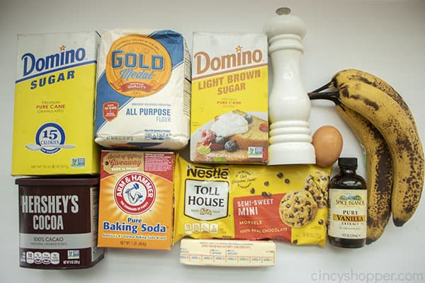 Ingredients for Choco Banana Loaf