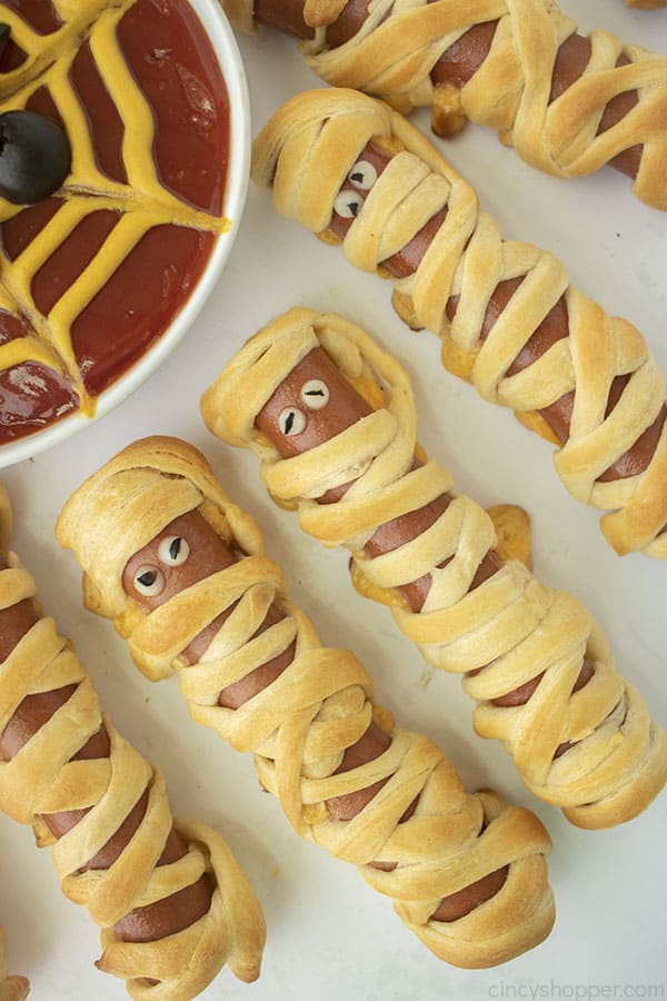 Crescent Mummy Hot Dogs for Halloween
