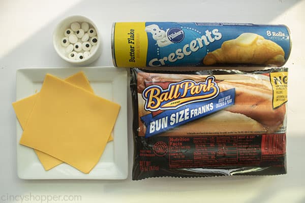 Ingredients for Mummy Hotdogs