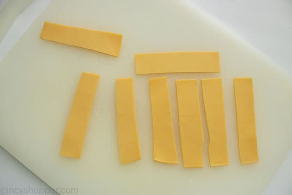 Cheese slices cut