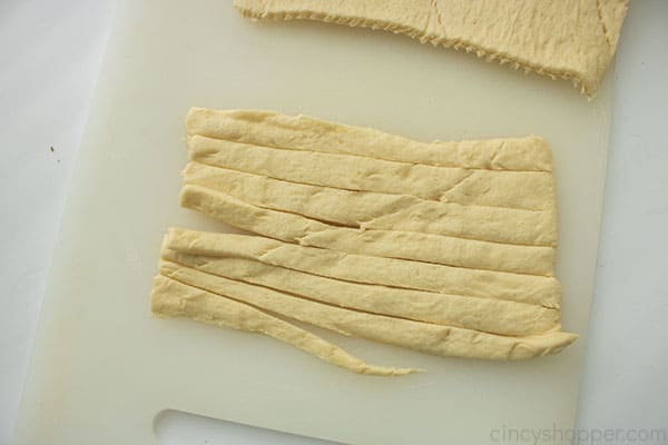 Cut strips of crescent dough