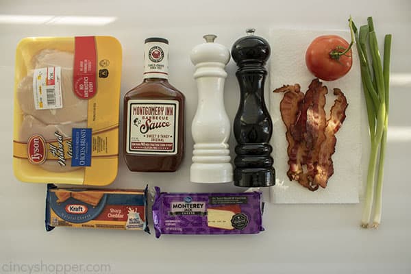 Ingredients for Cheesy Bacon BBQ Chicken