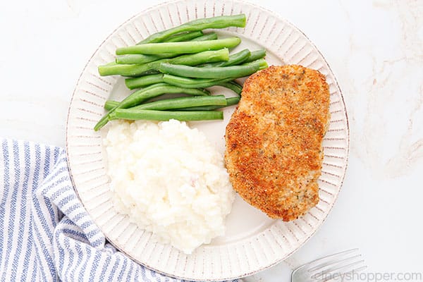 Air fryer pork chop plated