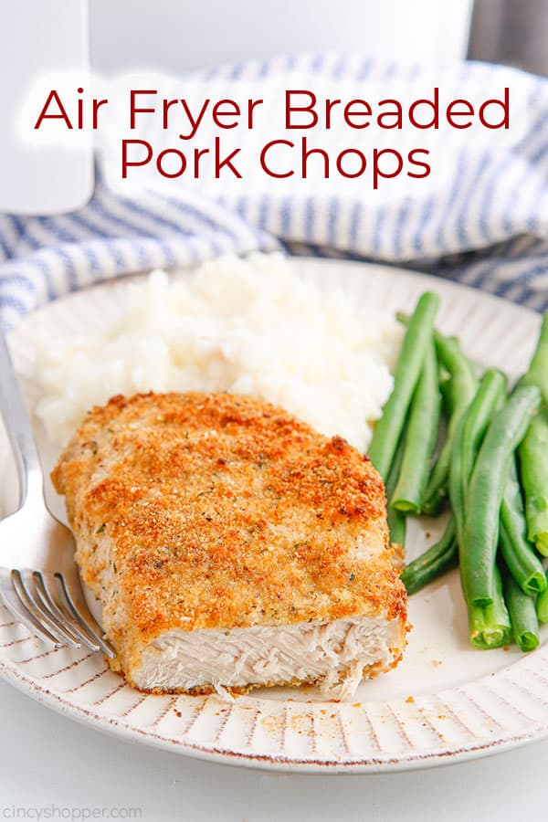 Text on image Air Fryer Breaded Pork Chops