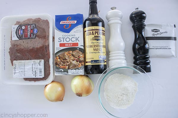 Ingredients for cube Steak with Onion gravy