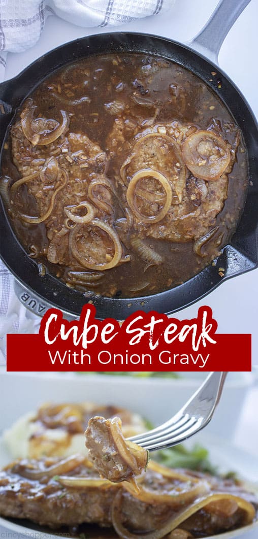 Long pin collage Cube Steak with Onion Gravy