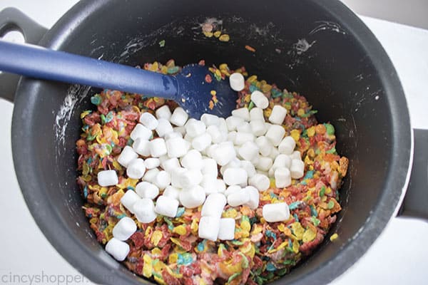 Additional Marshmallows added to Fruity Pebble mixture