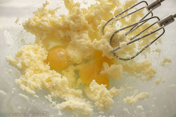 Egg added to butter and sugar
