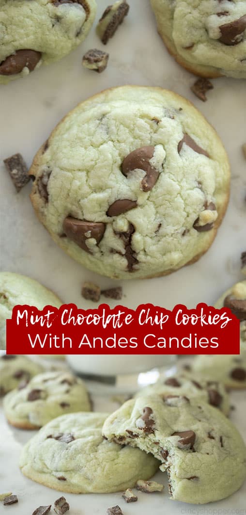 Long pin Mint Chocolate Chip Cookies with Andes Candies