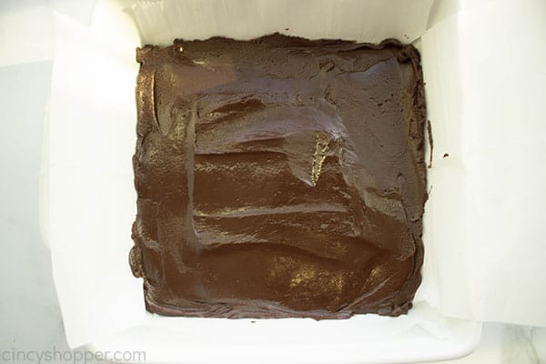 Chocolate fudge layer in pan
