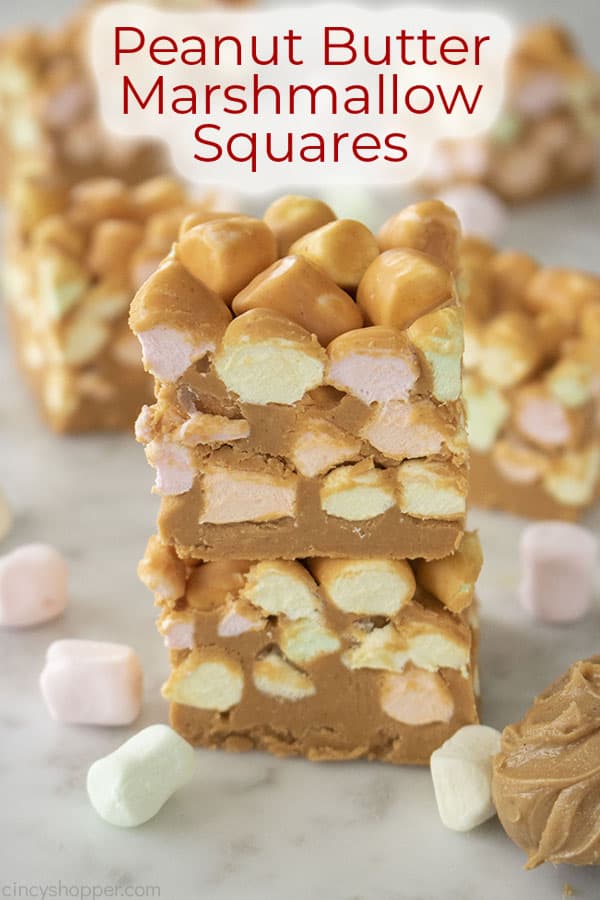 Text on image Peanut Butter Marshmallow Squares