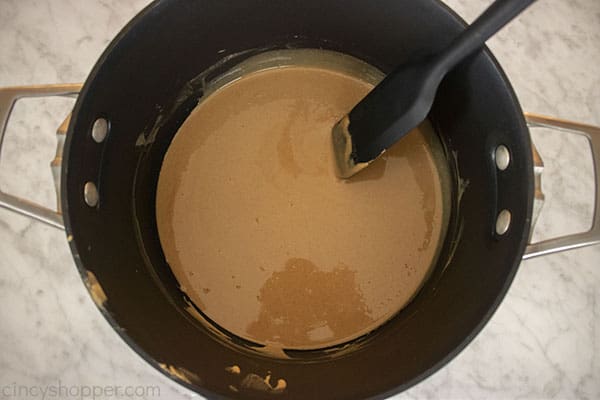 Butter, and peanut butter added to pan