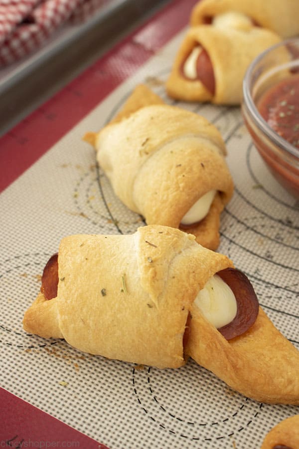 Pepperoni Pizza Crescent Rolls on a pan