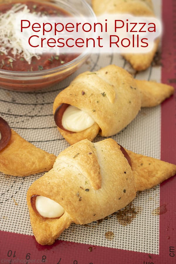 Text on image Pepperoni Pizza Crescent Rolls