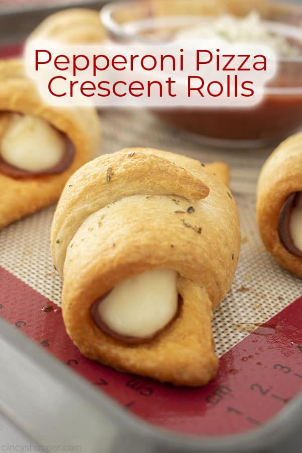 Text on image Pepperoni Pizza Crescent Rolls