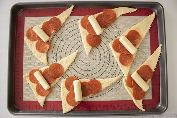 Assembled pizza crescent appetizers