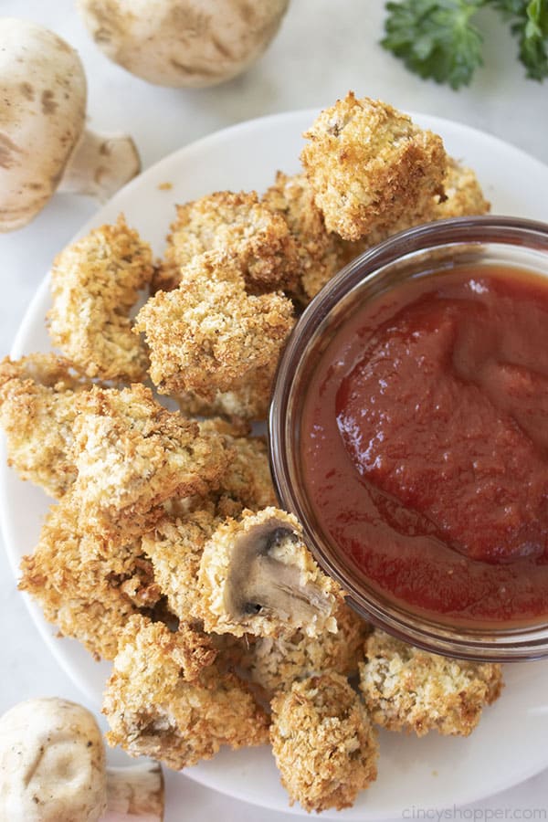 Air Fryer Mushrooms on a plate