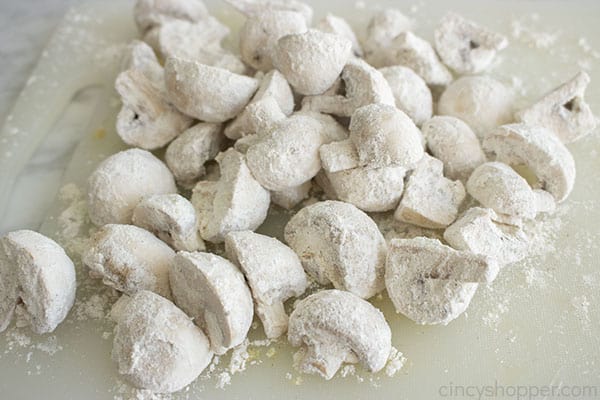 Mushrooms coated in flour