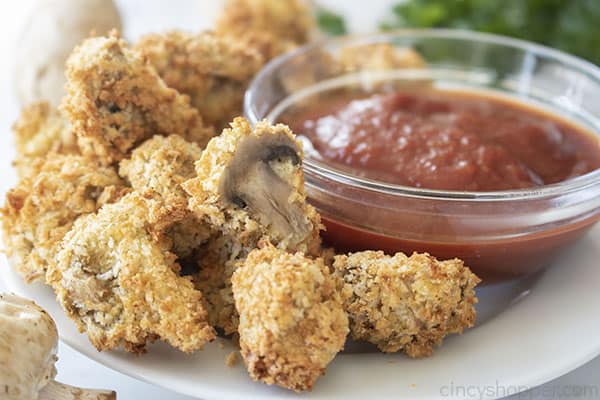 Air Fryer Mushrooms on a plate