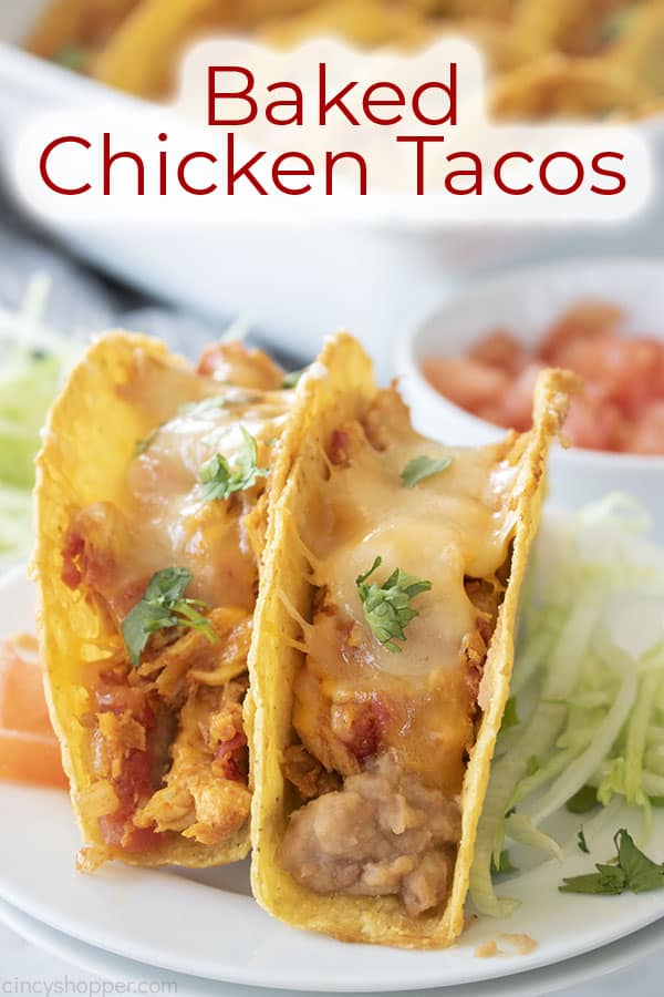 Text on image Baked Chicken Tacos